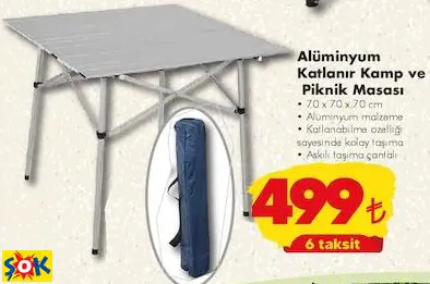 ALÜMİNYUM KATLANIR KAMP VE PİKNİK MASASI